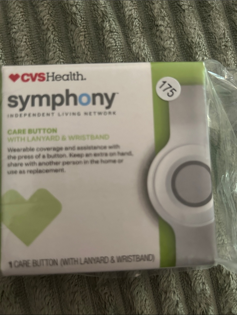 Symphony Care Emergency Button Accessory - White with Green Accent
